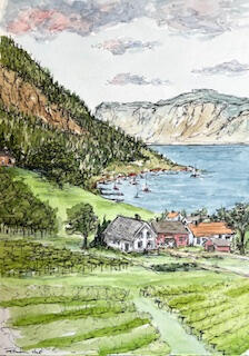 Cottage Bay in Line and Wash, Artist: Rochelle Luer